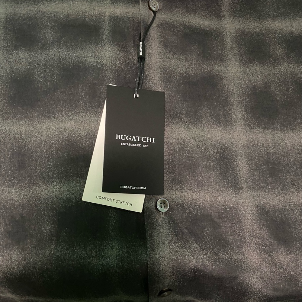Bugatchi Black and Gray Plaid Shirt